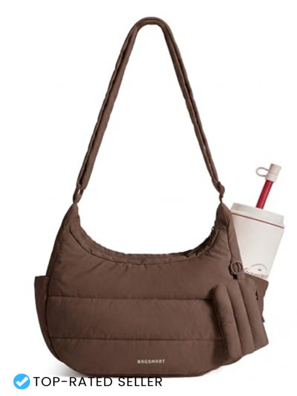 Quilted Puffer Crossbody Bag Lightweight Hobo Purse Adjustable Strap